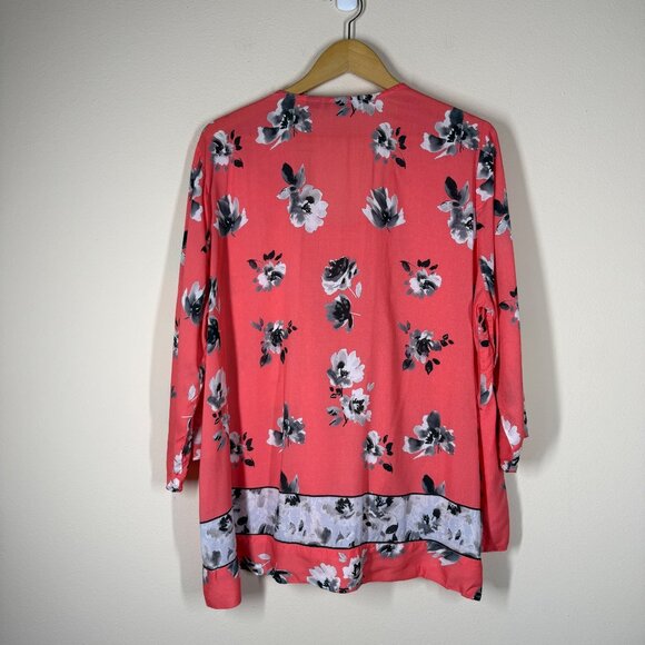 Tolani Collection Floral Twist Front Woven Top Coral Womens Size XL Boho Femme - Picture 8 of 8